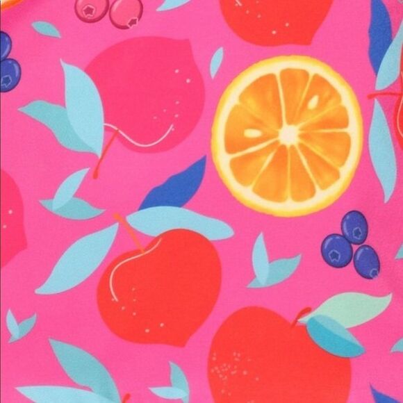 Fruit print high waisted hot shorts with side pockets pink - Picture 2 of 11